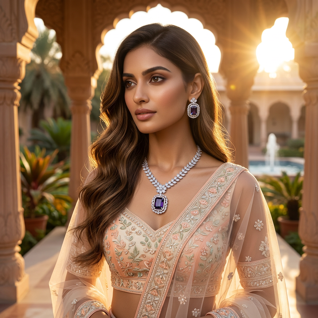 Alia Bhatt American Diamond Necklace Set