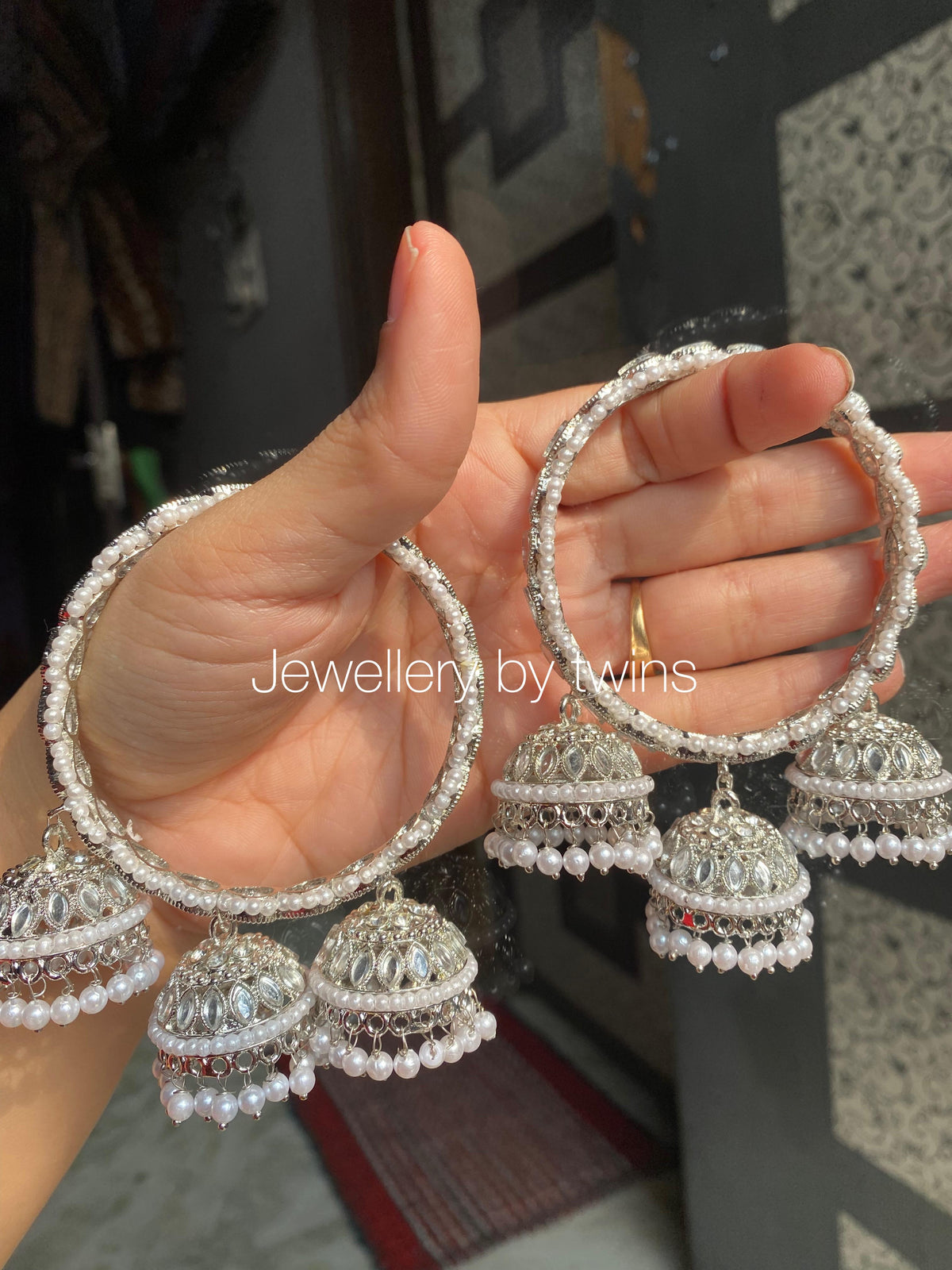 Triple Jhumka Kundan Bangles