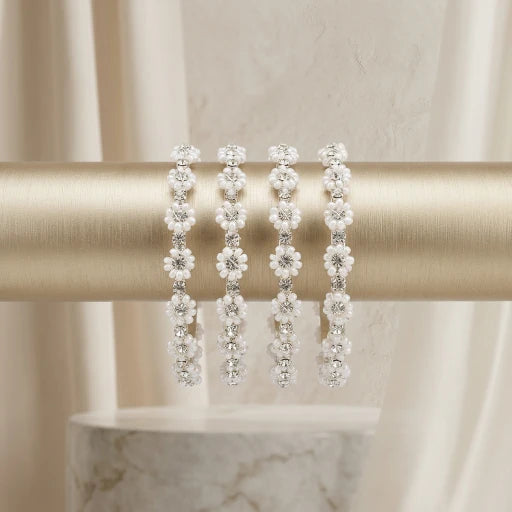 Zirconia Stone Flower Bangles