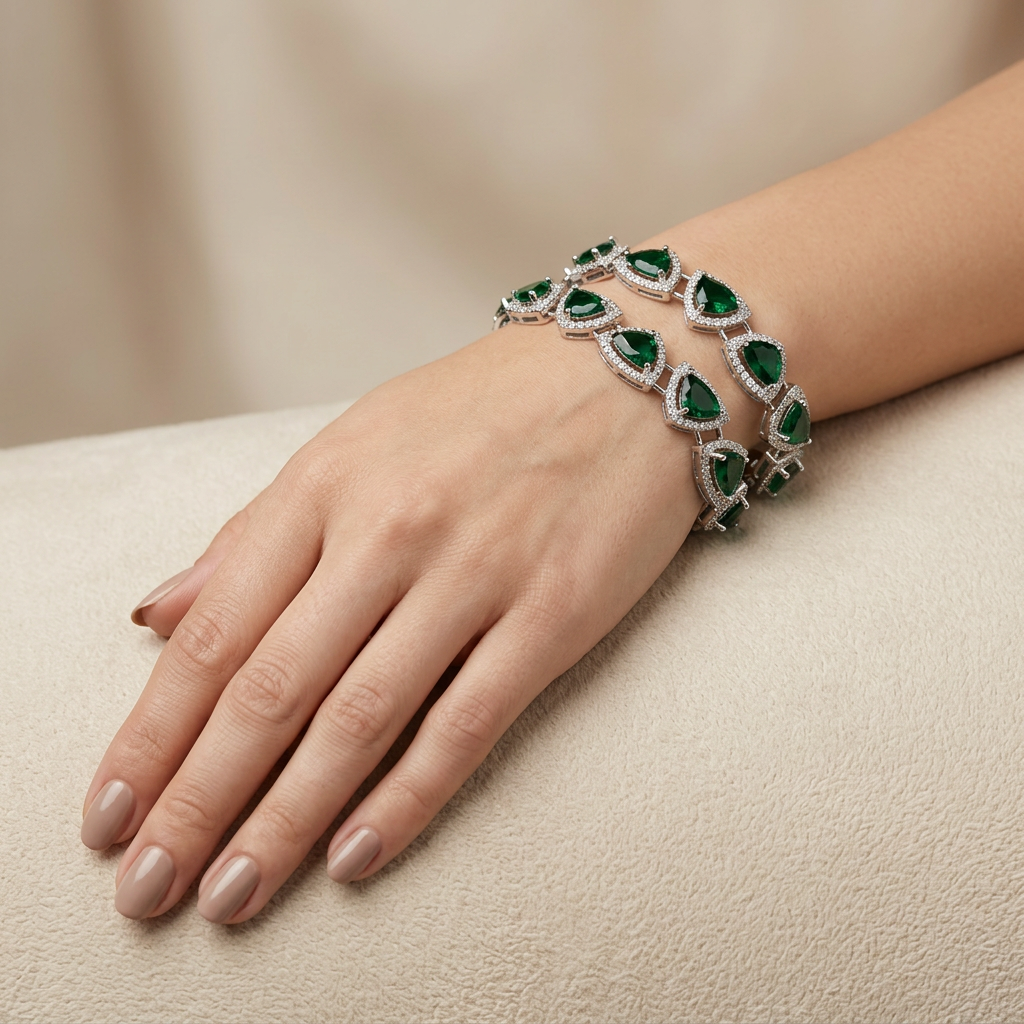 Emerald Green American Diamond Bangles