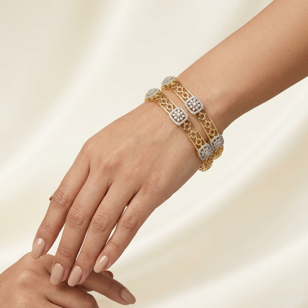 Maya Gold Plated American Diamond Bangles