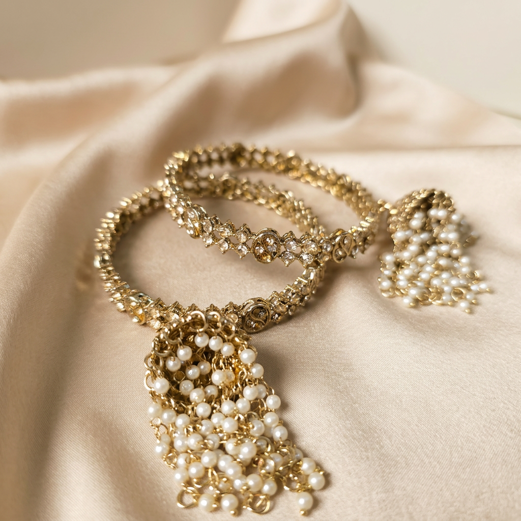 Minimal Kundan Jhumka Bangles