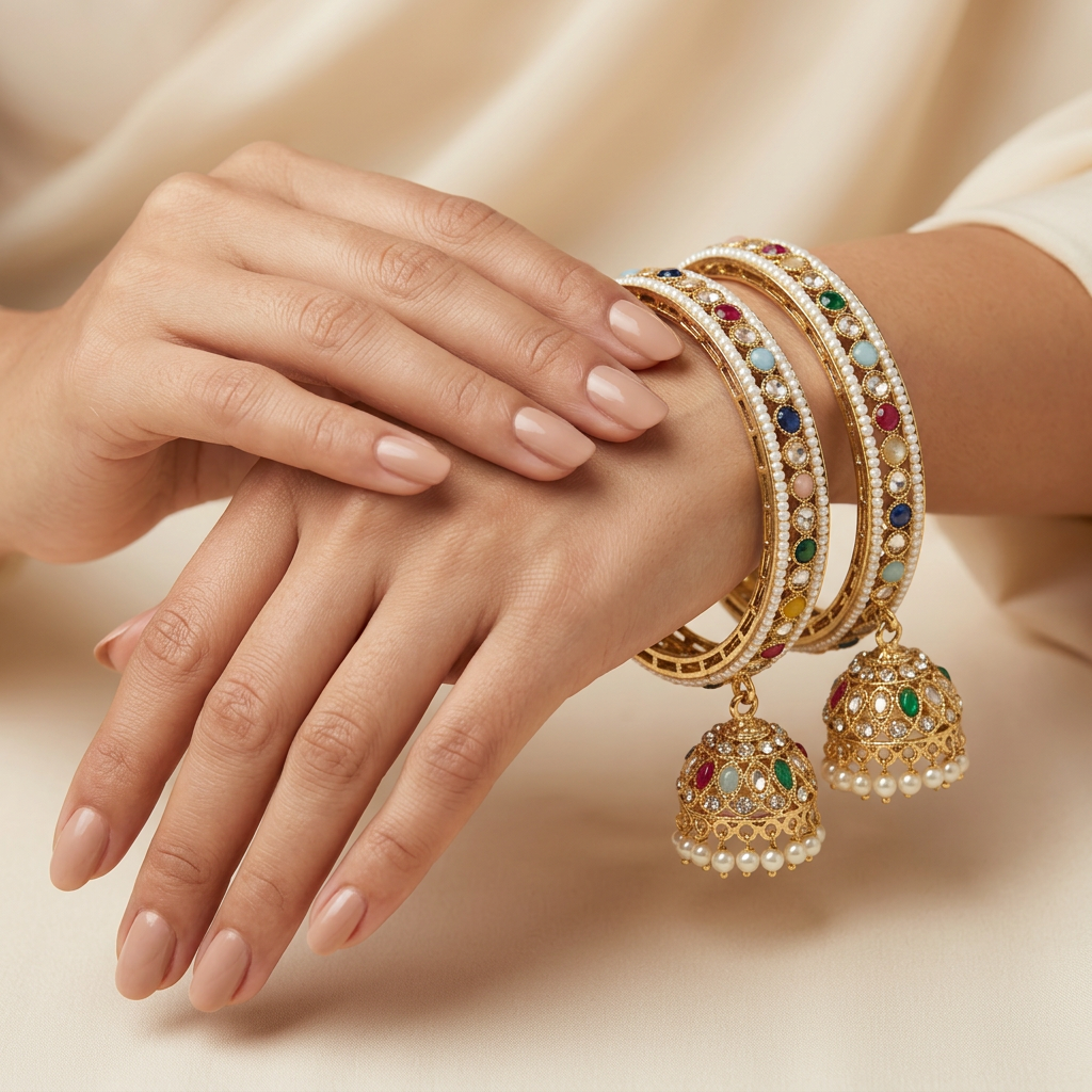 Multicolor Kundan Jhumka Bangles