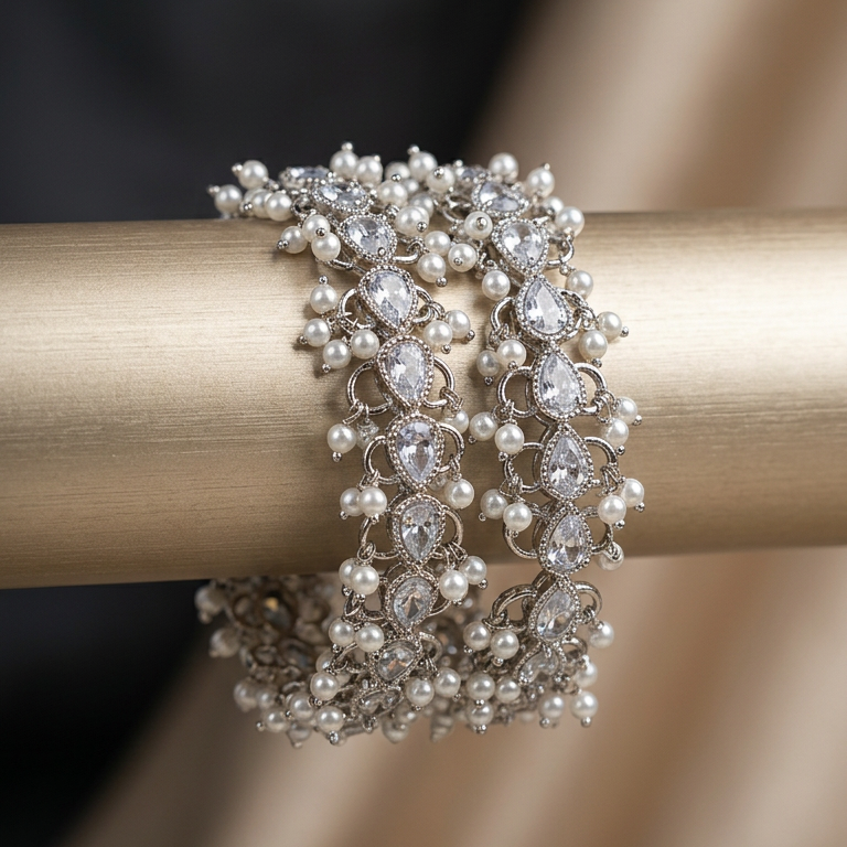 Kaira Silver Polki Bangles
