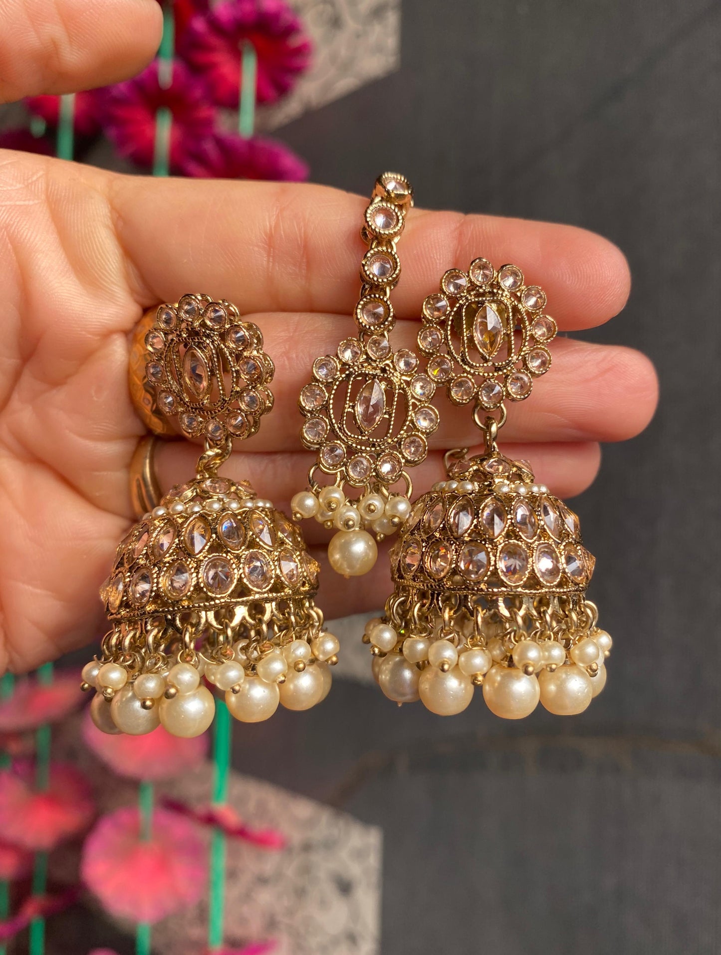 Exclusive Polki Gold Plated Necklace Set With Semi- Precious Pearl Droplets