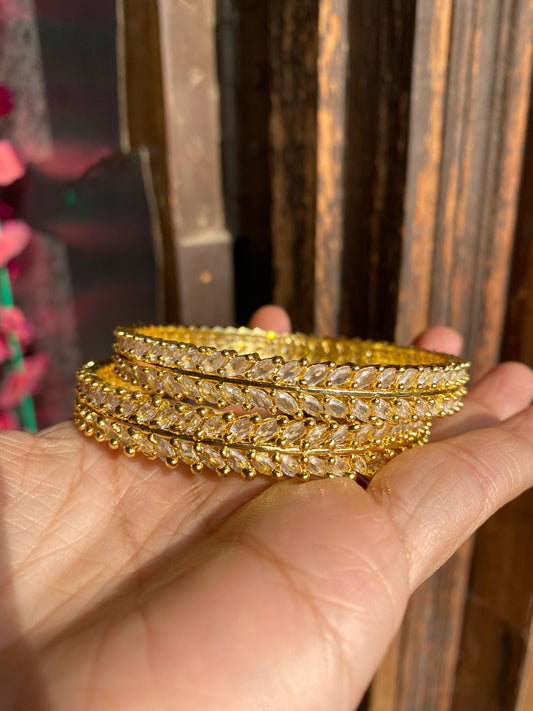 American Diamond Leaf Bangles