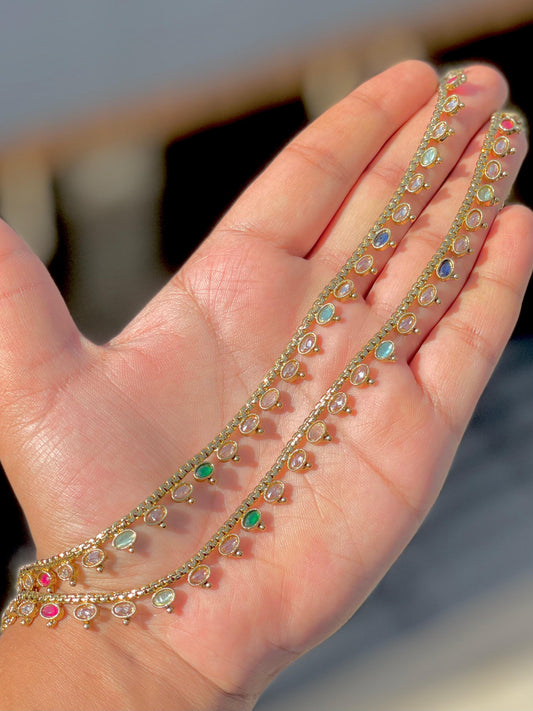 Multicolour Diamond Anklet