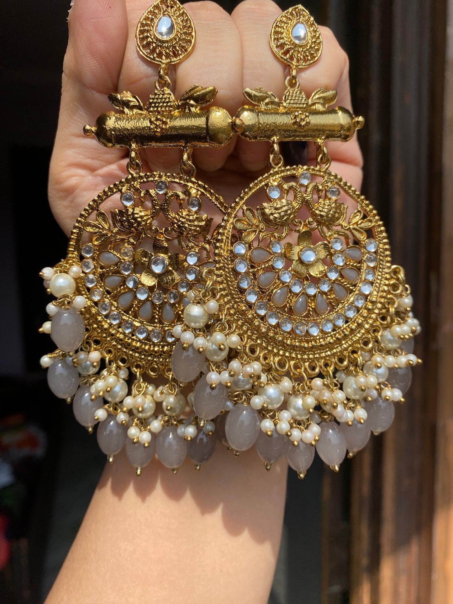 Kundan peacock chandbalis