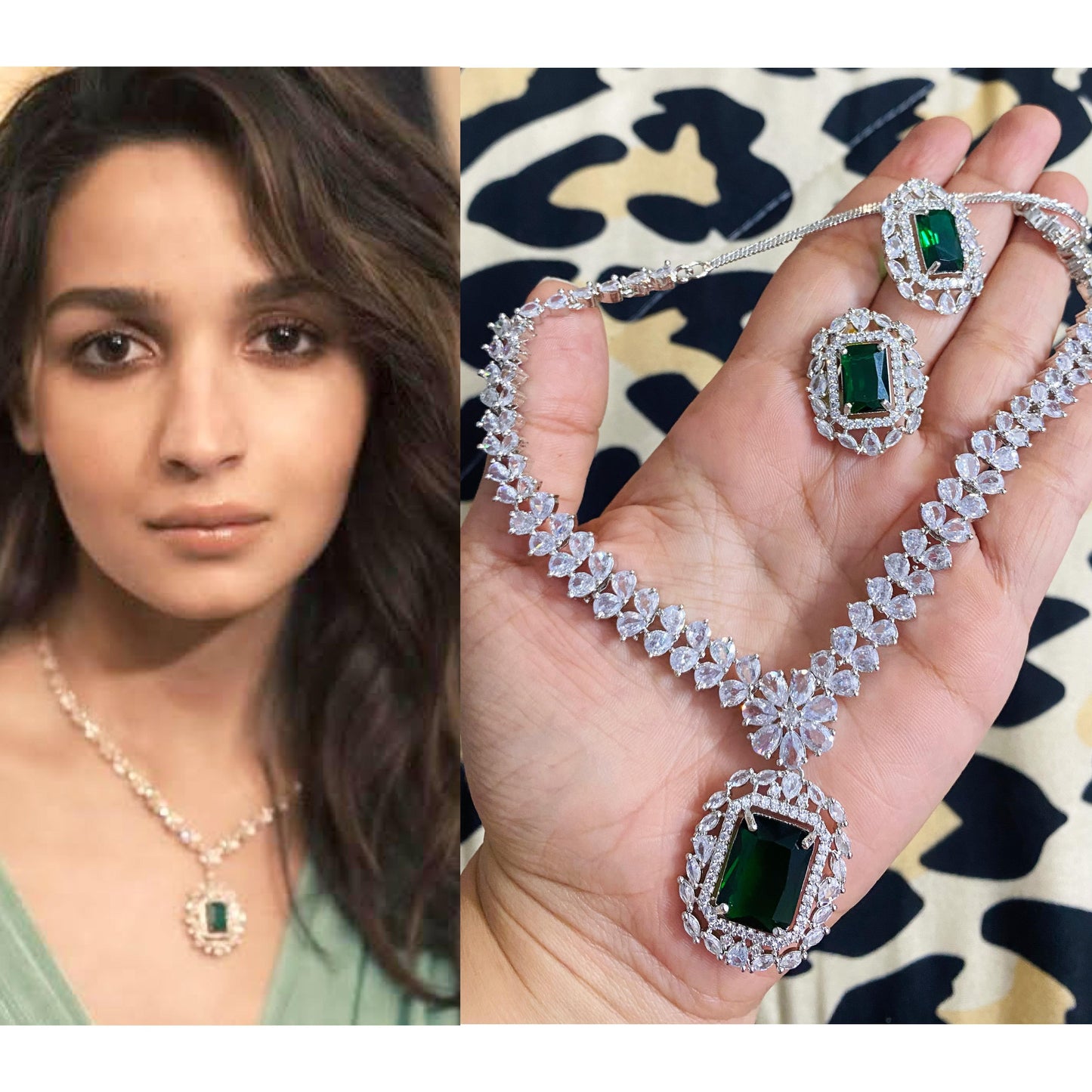 Alia Bhatt American diamond necklace set