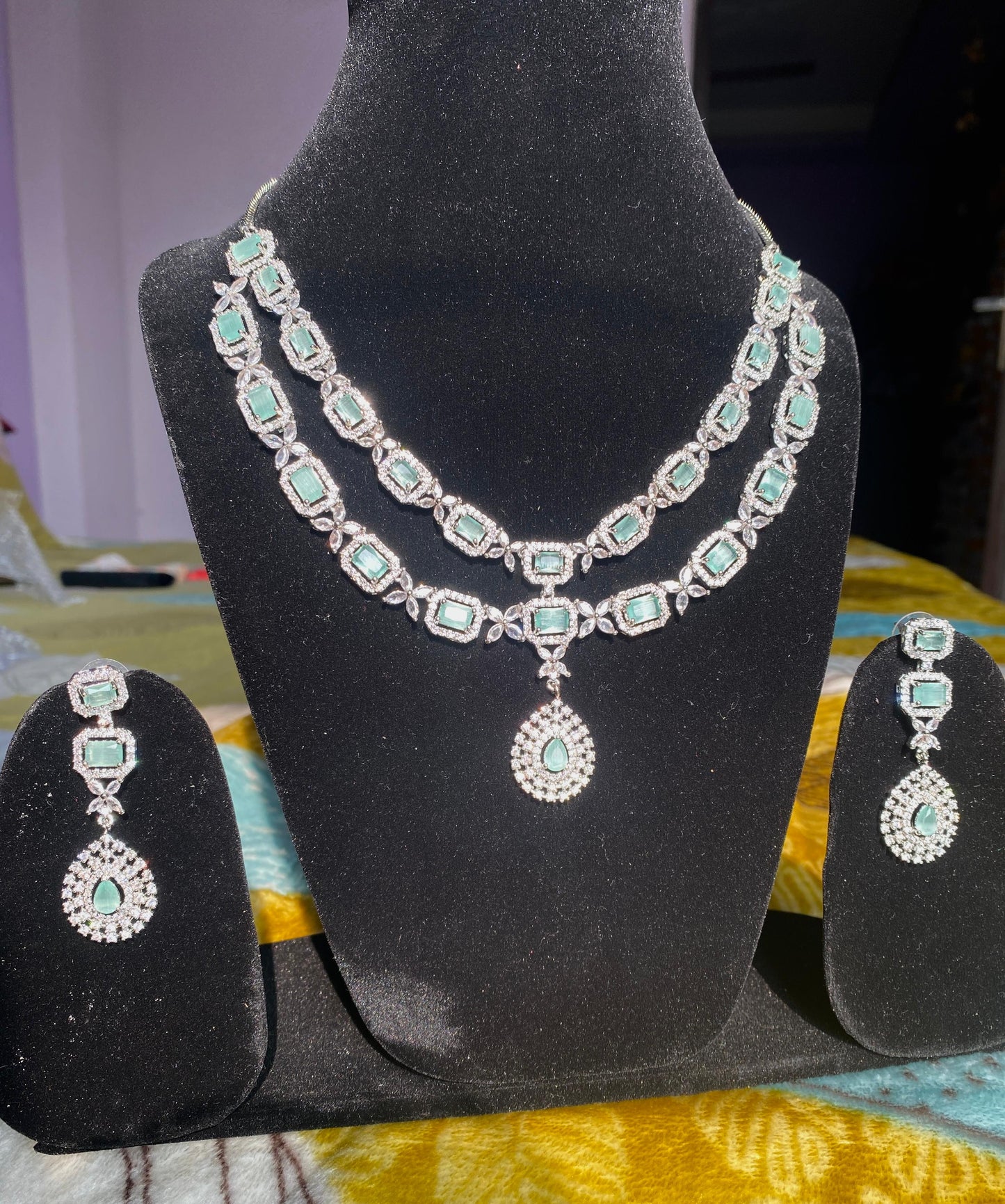 American diamond layered necklace set