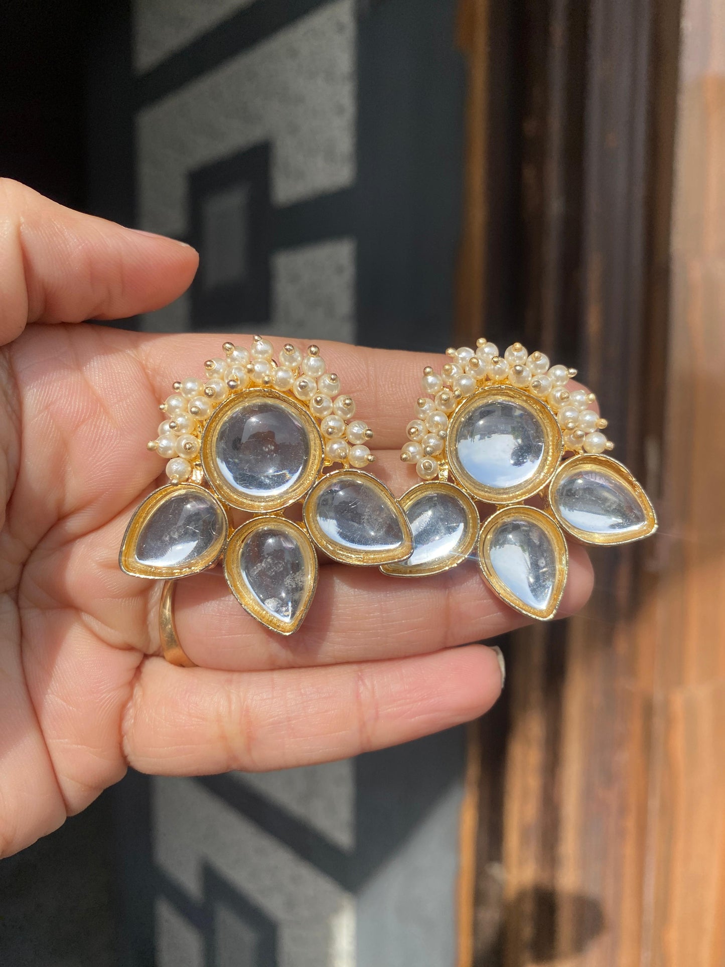 Stone Pearls Studs