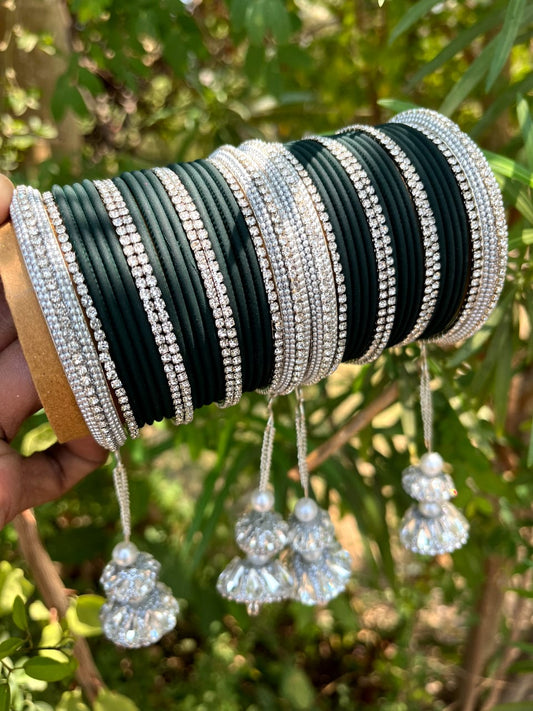 Silver latkan bangle set