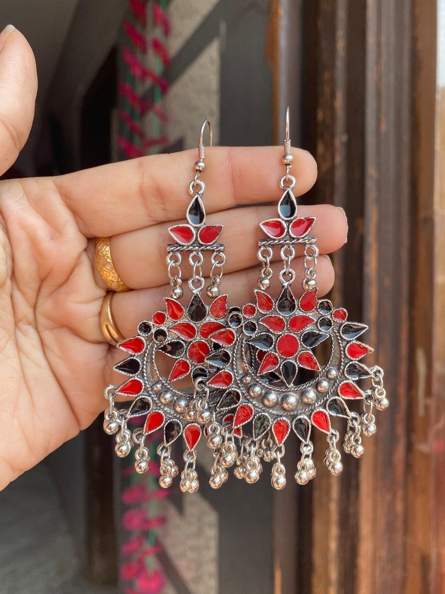 Meenakari oxidised earrings