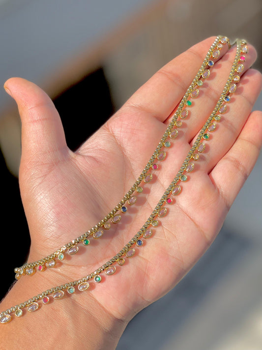 Rainbow Charm Anklets