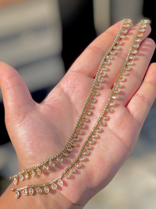 Delicate Gold Polki Anklet