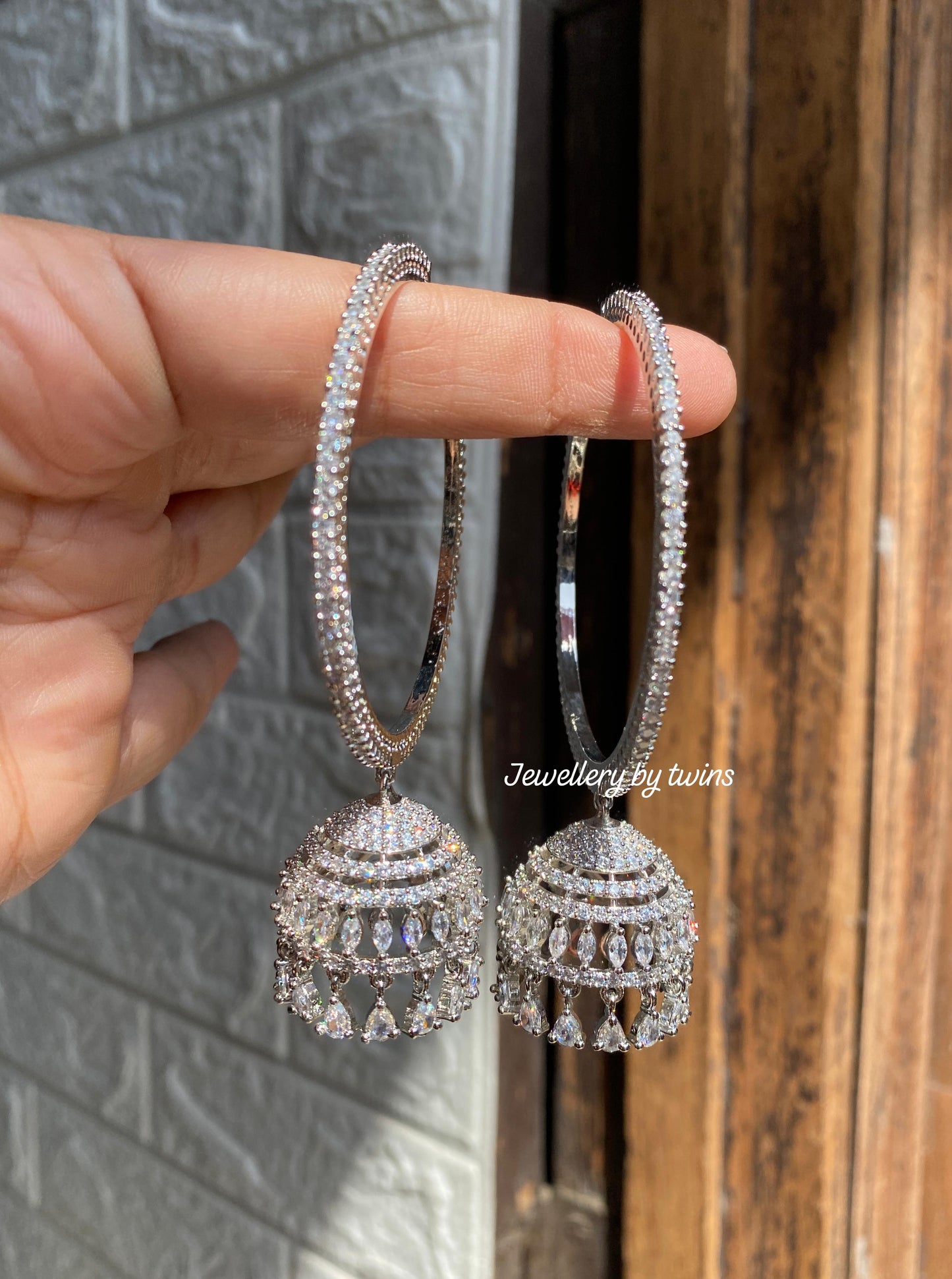 Alina American diamond oversized jhumka