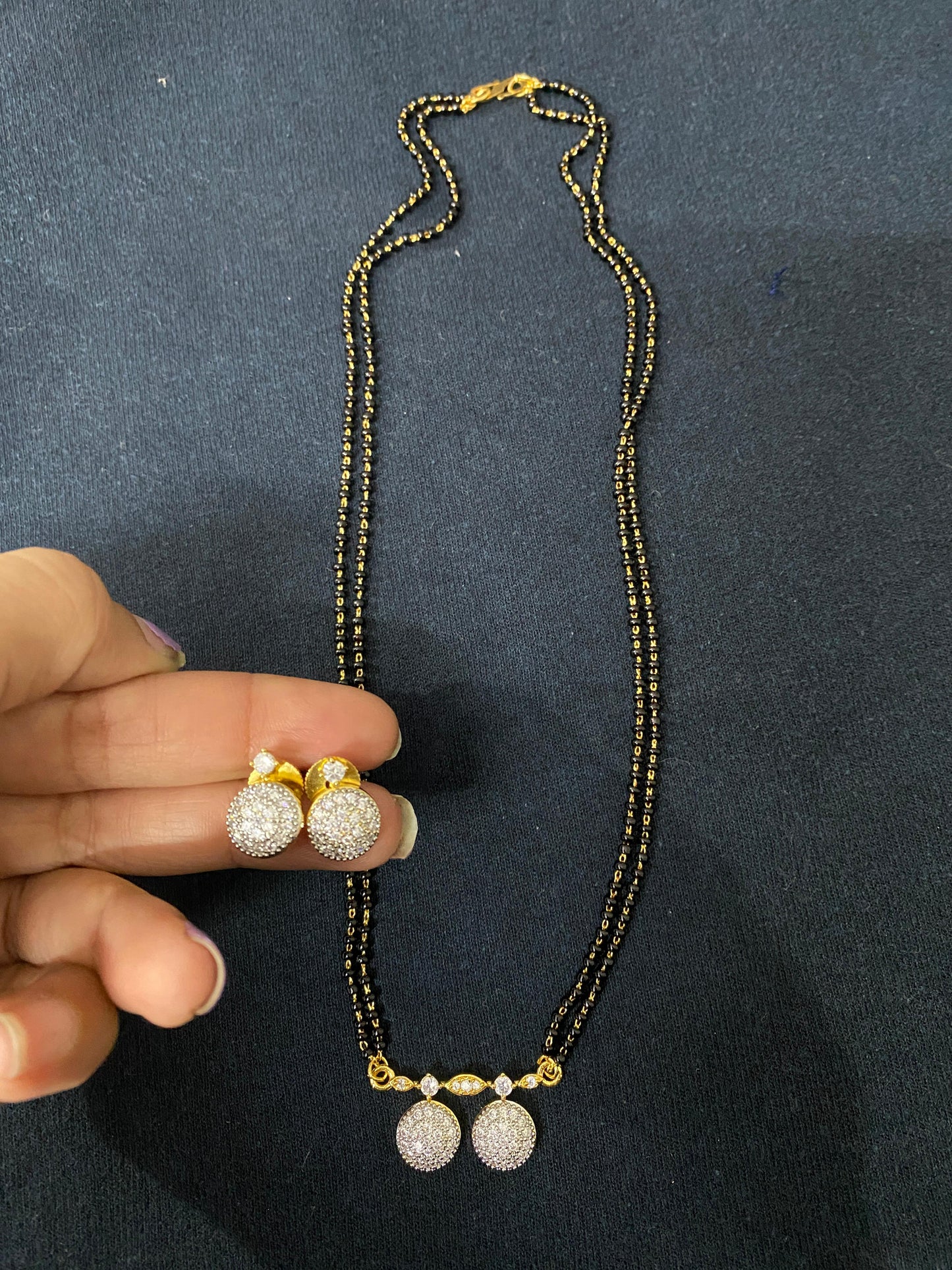 American Diamond Mangalsutra With Earrings