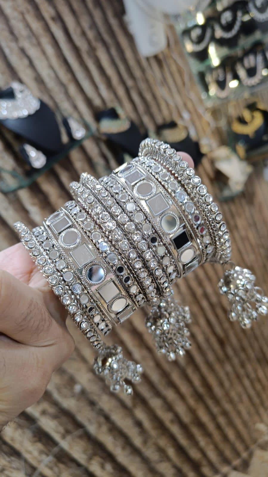 New Jhumka Mirror Bangles Stack