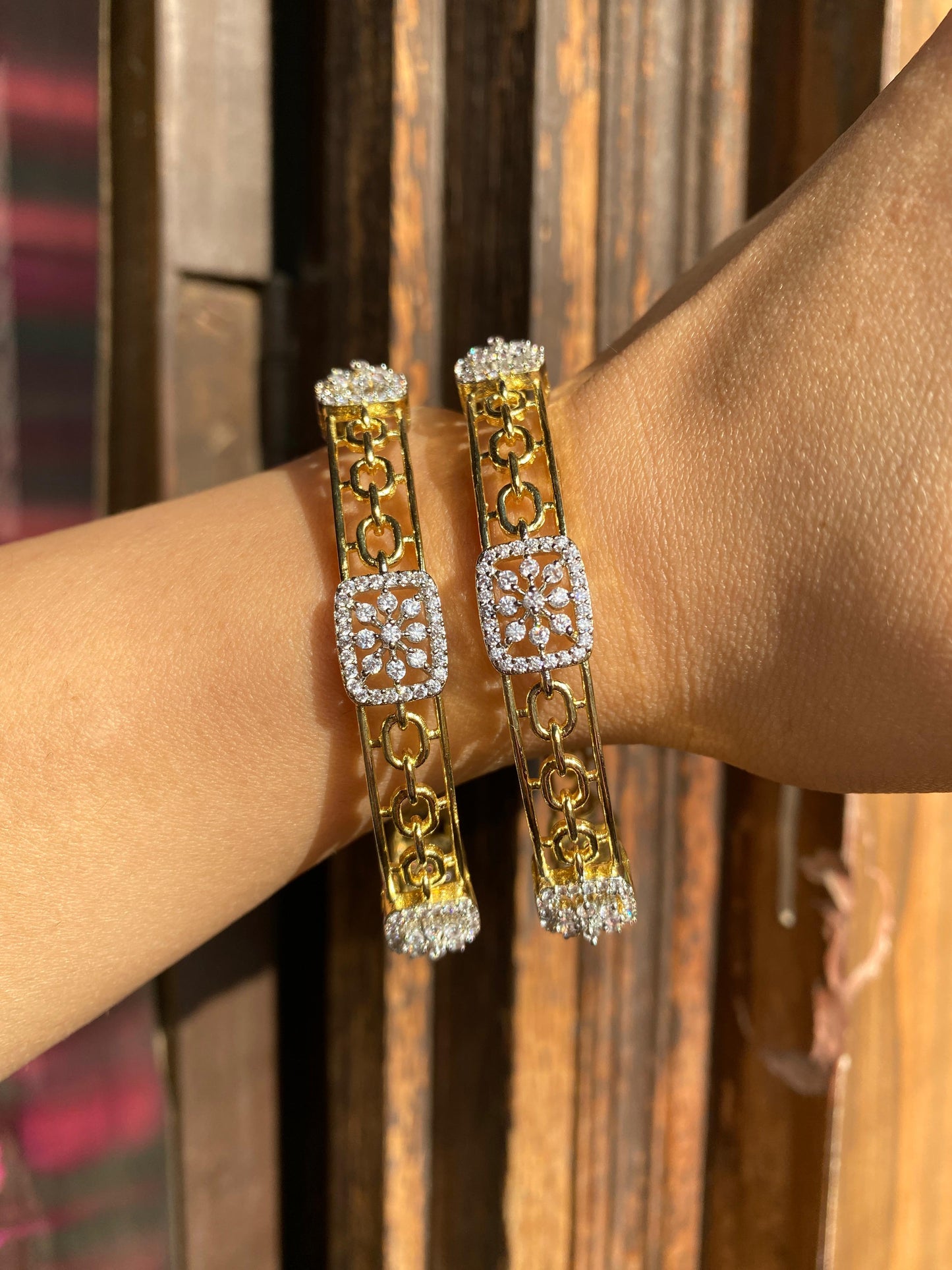 Amravati Gold Plated American Diamond Bangles