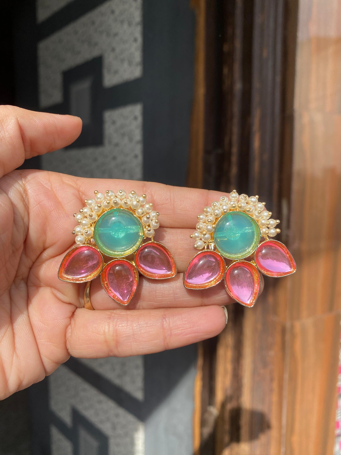 Stone Pearls Studs