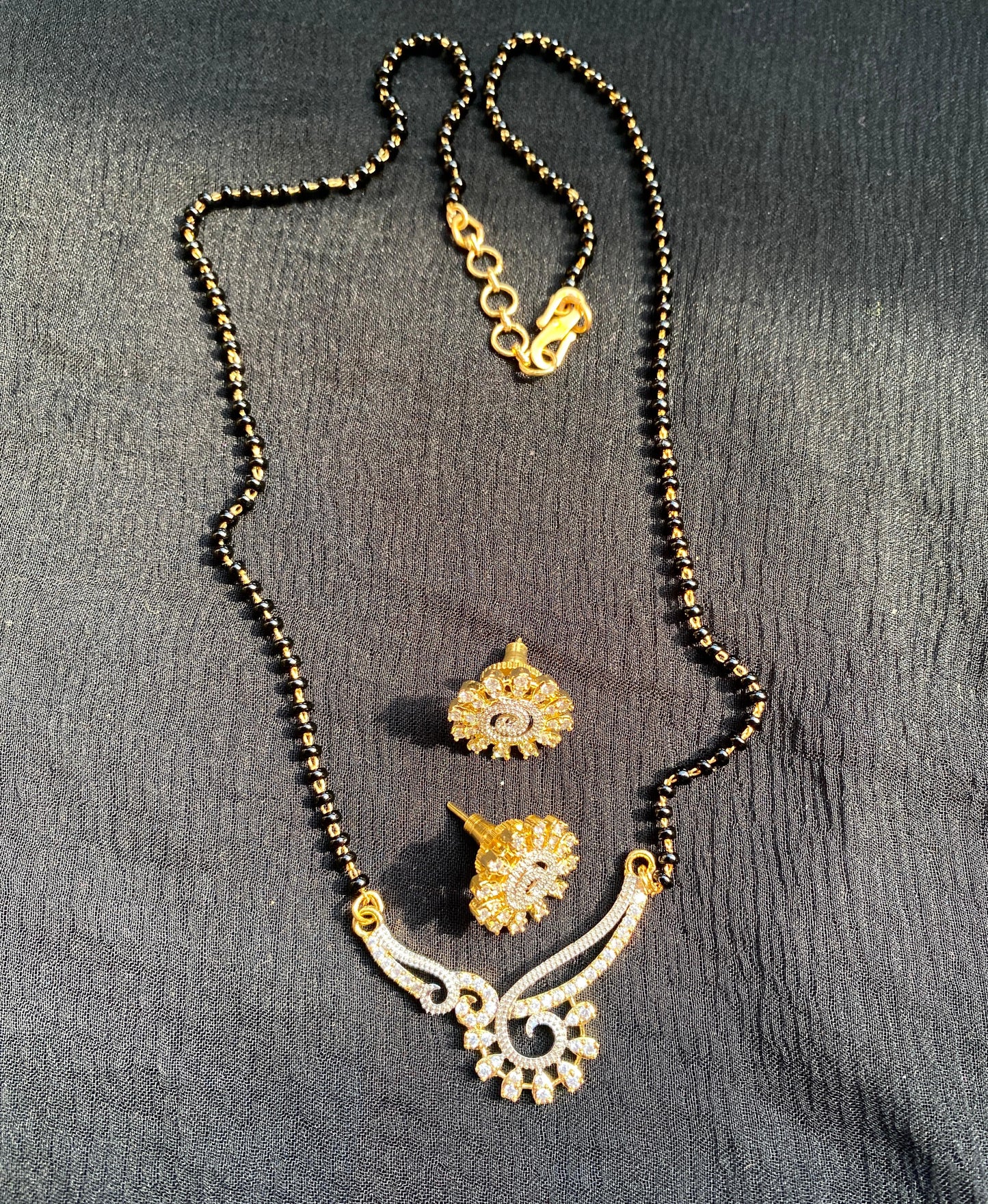 American Diamond Mangalsutra With Earrings