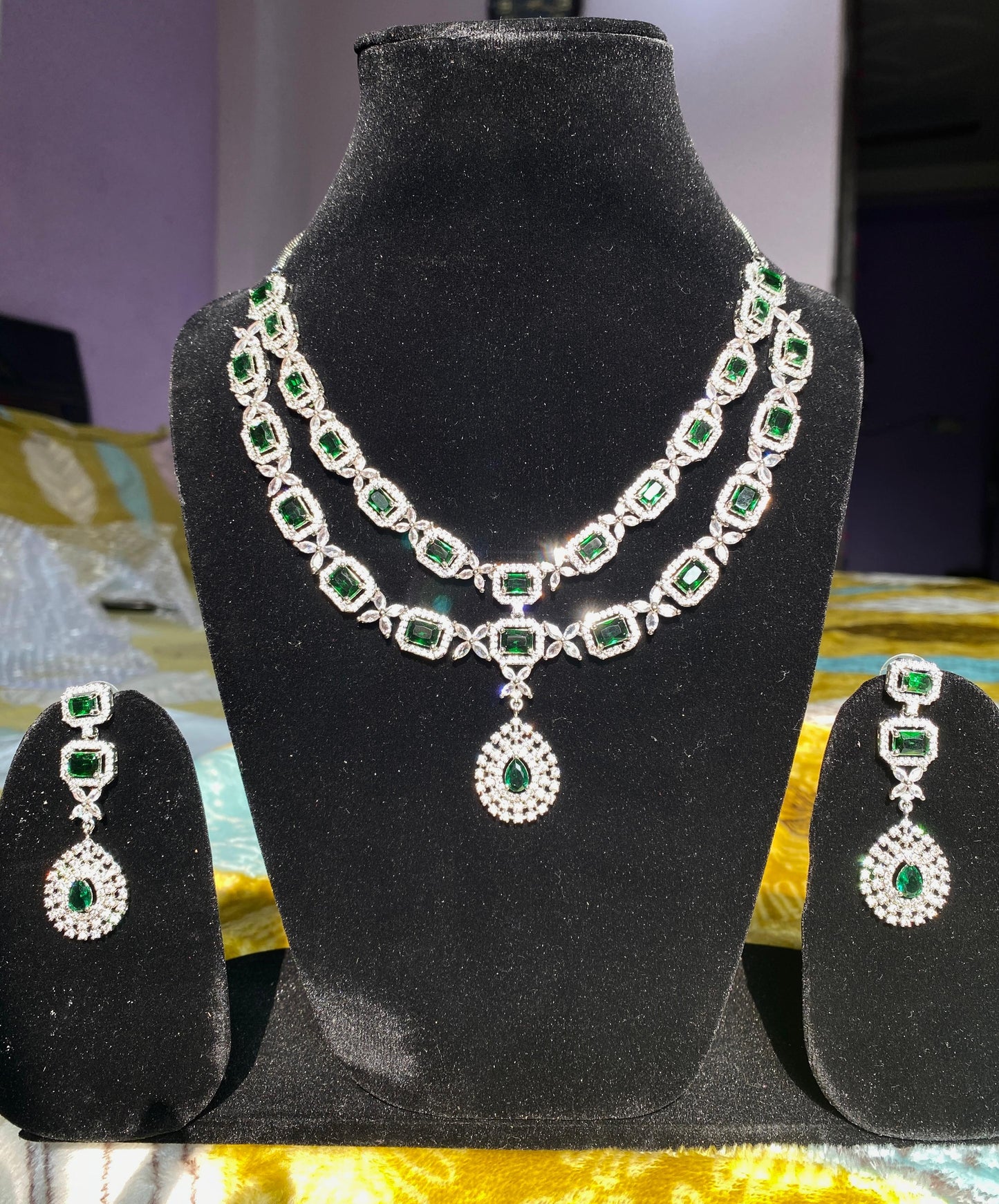 American diamond layered necklace set