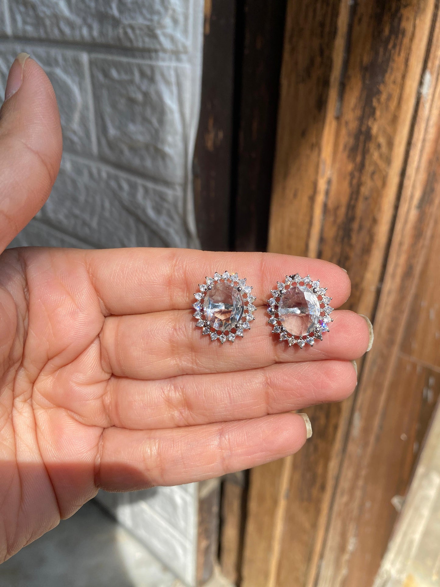 American diamond stone studs