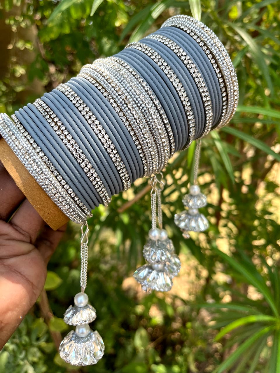 Silver latkan bangle set