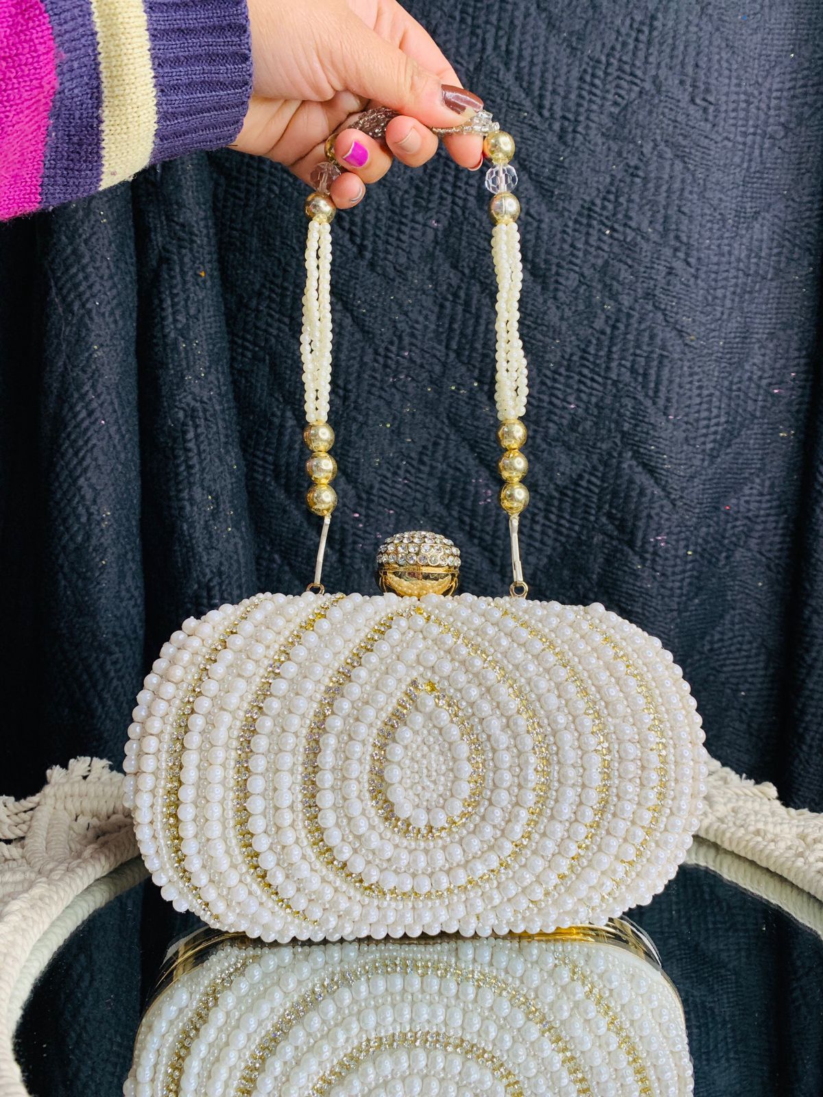 Timeless And Evergreen Pearl Clutch Bags (Sling Included)