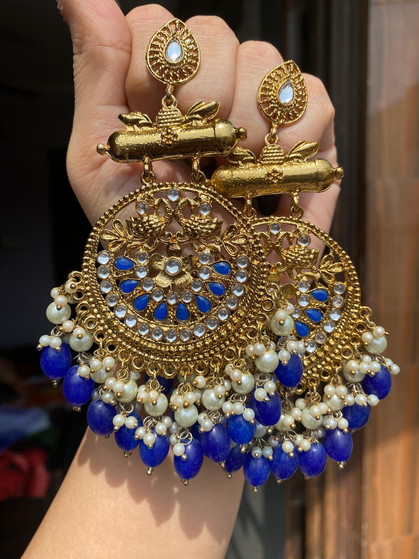 Kundan peacock chandbalis