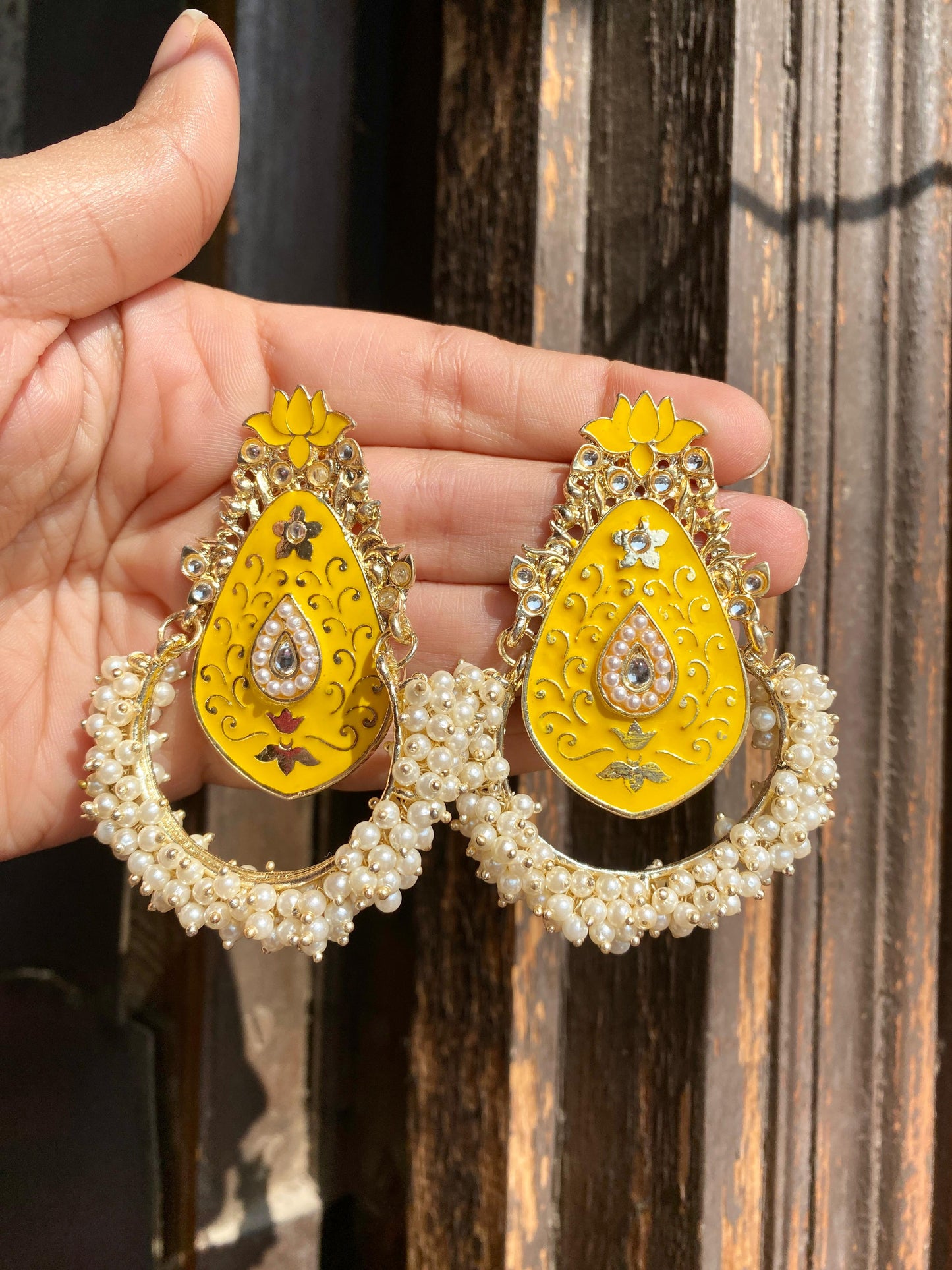 Pearl Jhula Meenakari Earrings