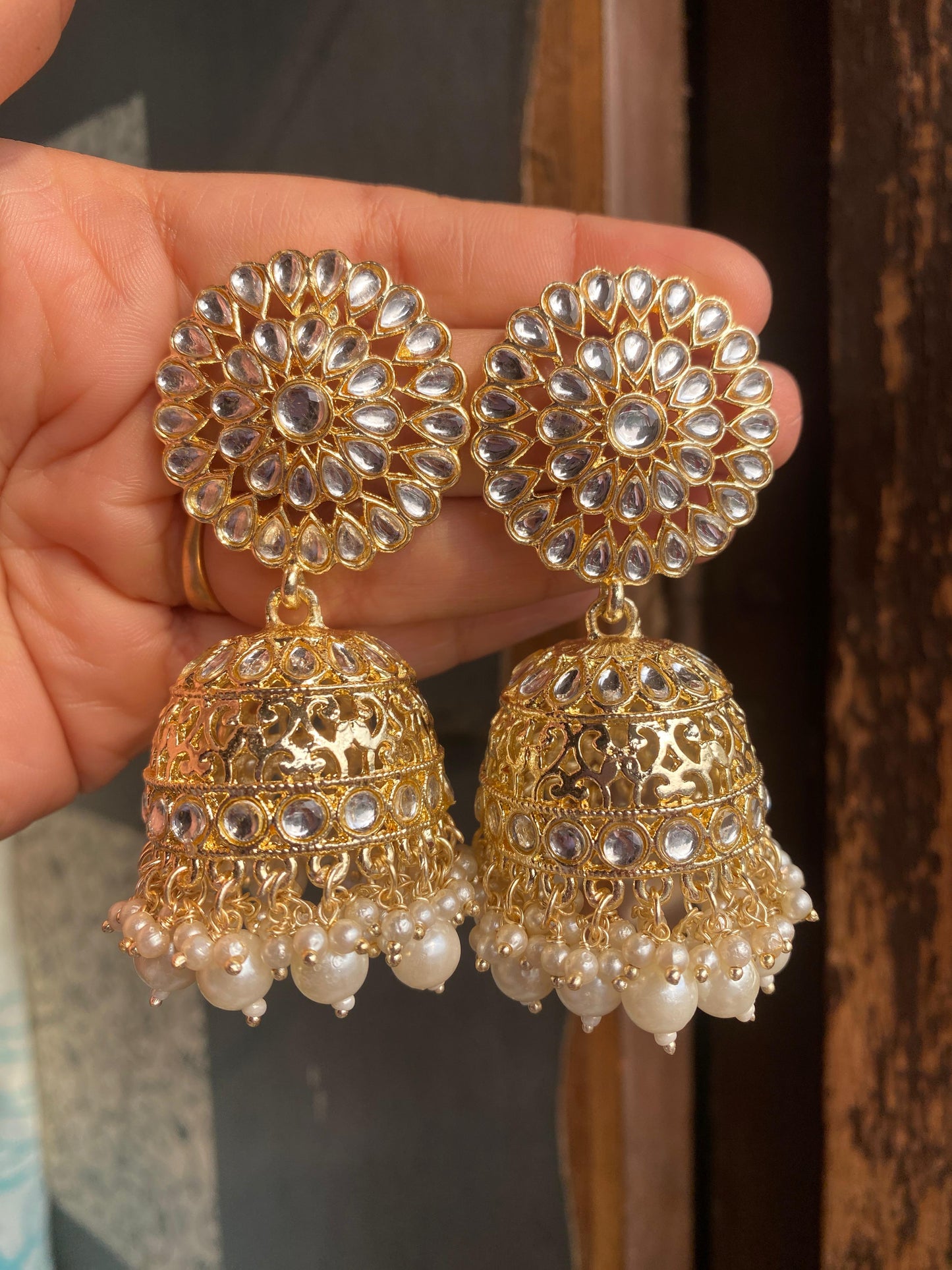 Gold Plated Kundan Jhumka