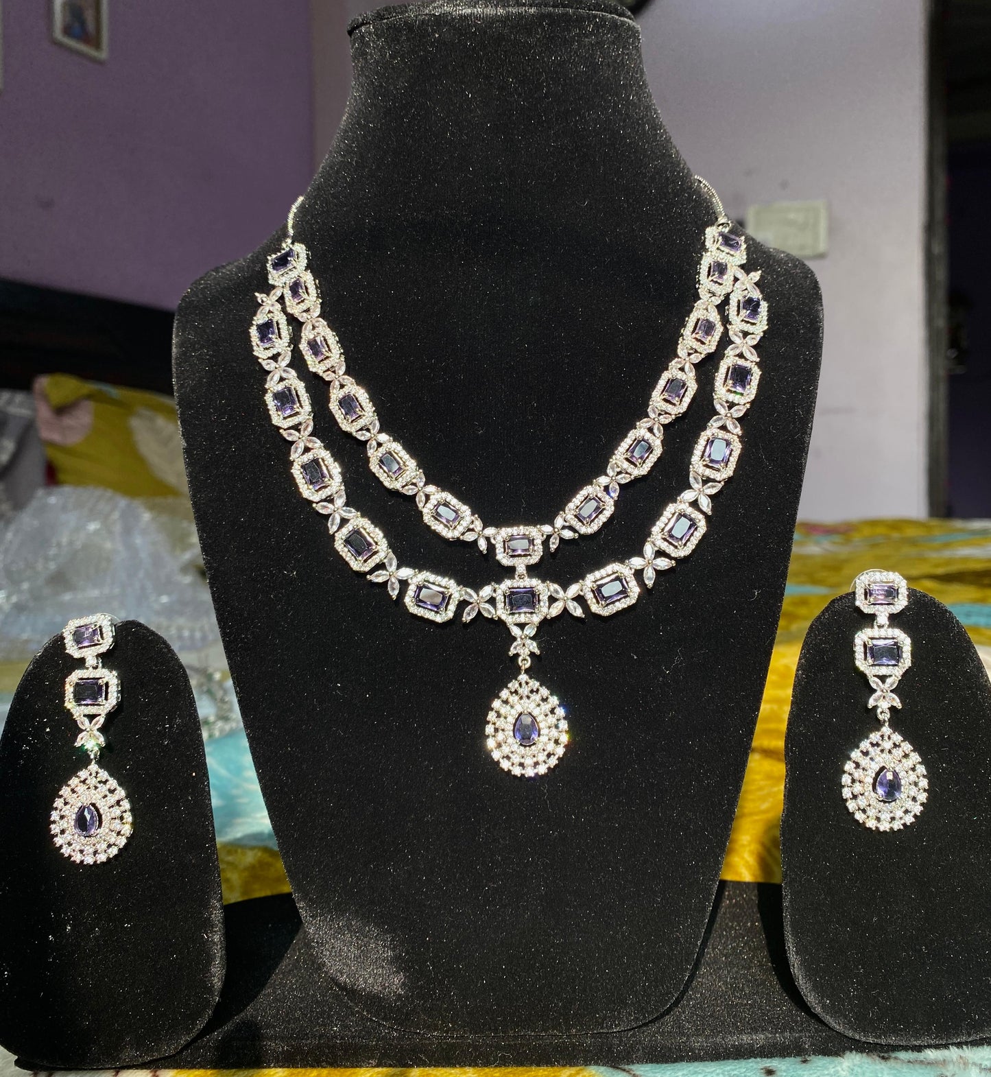 American diamond layered necklace set