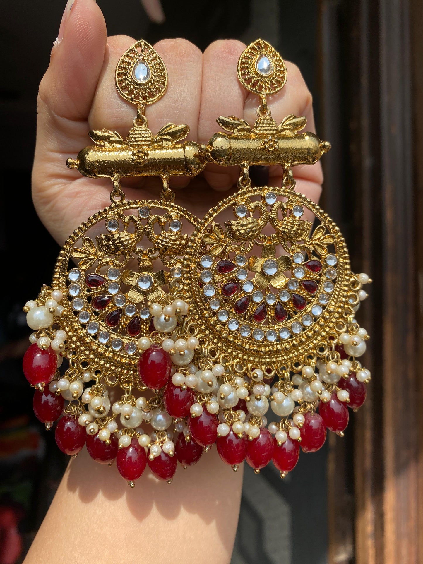 Kundan peacock chandbalis