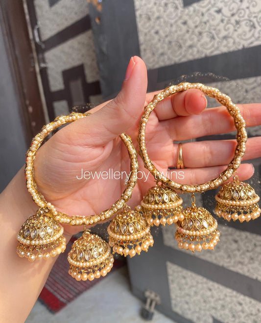 Triple Jhumka Kundan Bangles