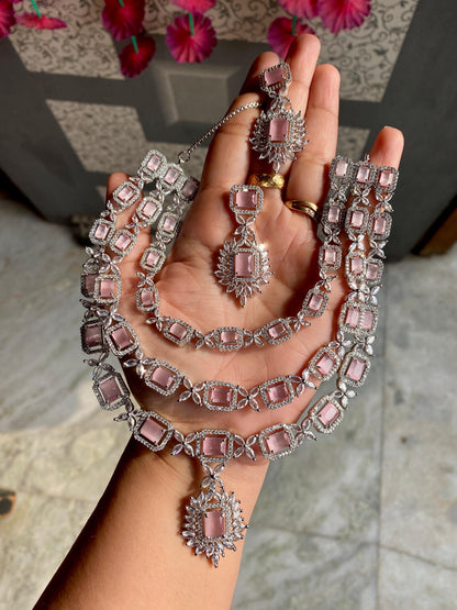 Three Layer American Diamond Necklace Set
