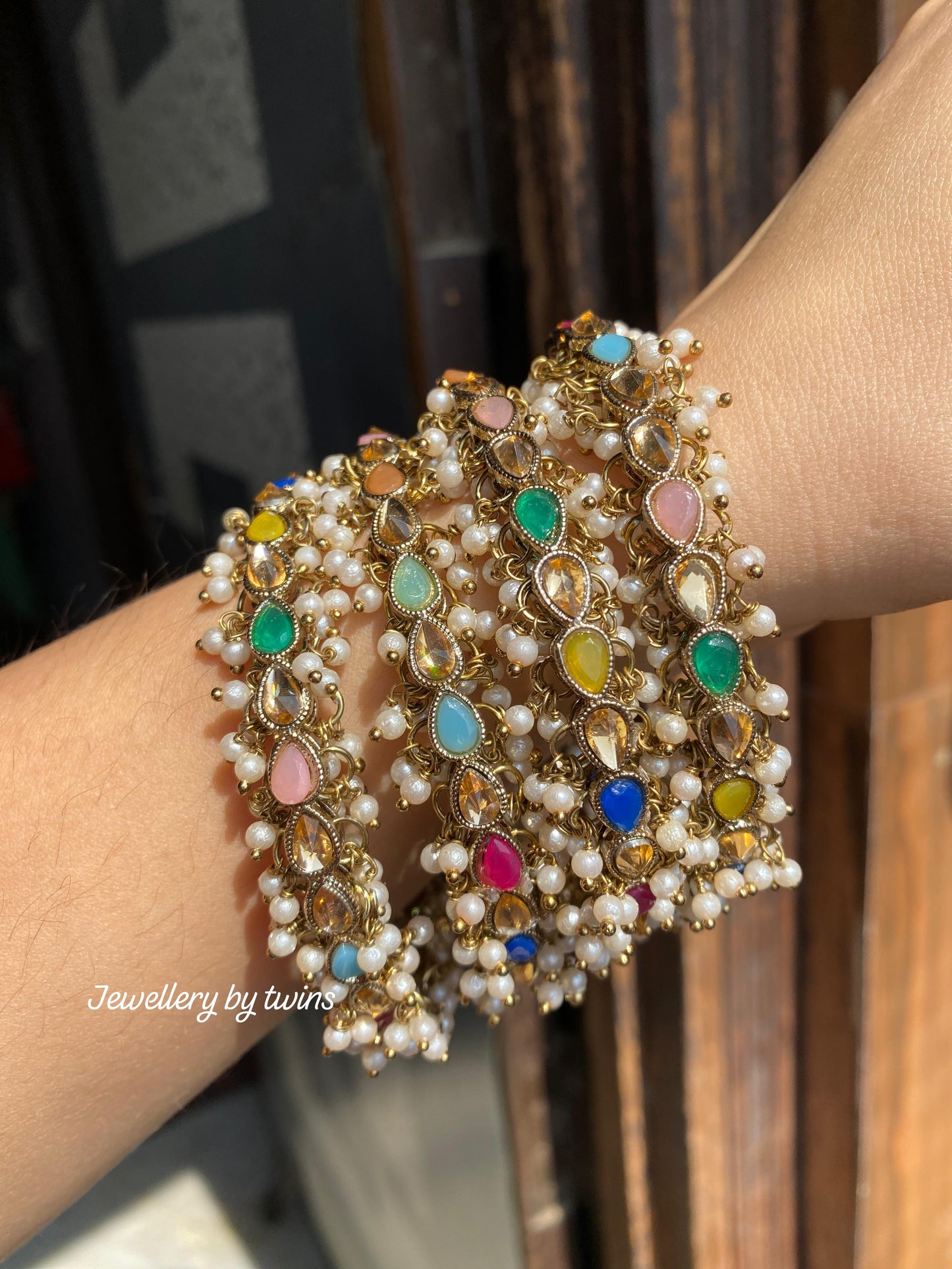 Pearl Polki Kayra Bangles