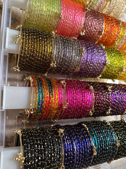 Raindrop Glass Bangles Combo With Organiser
