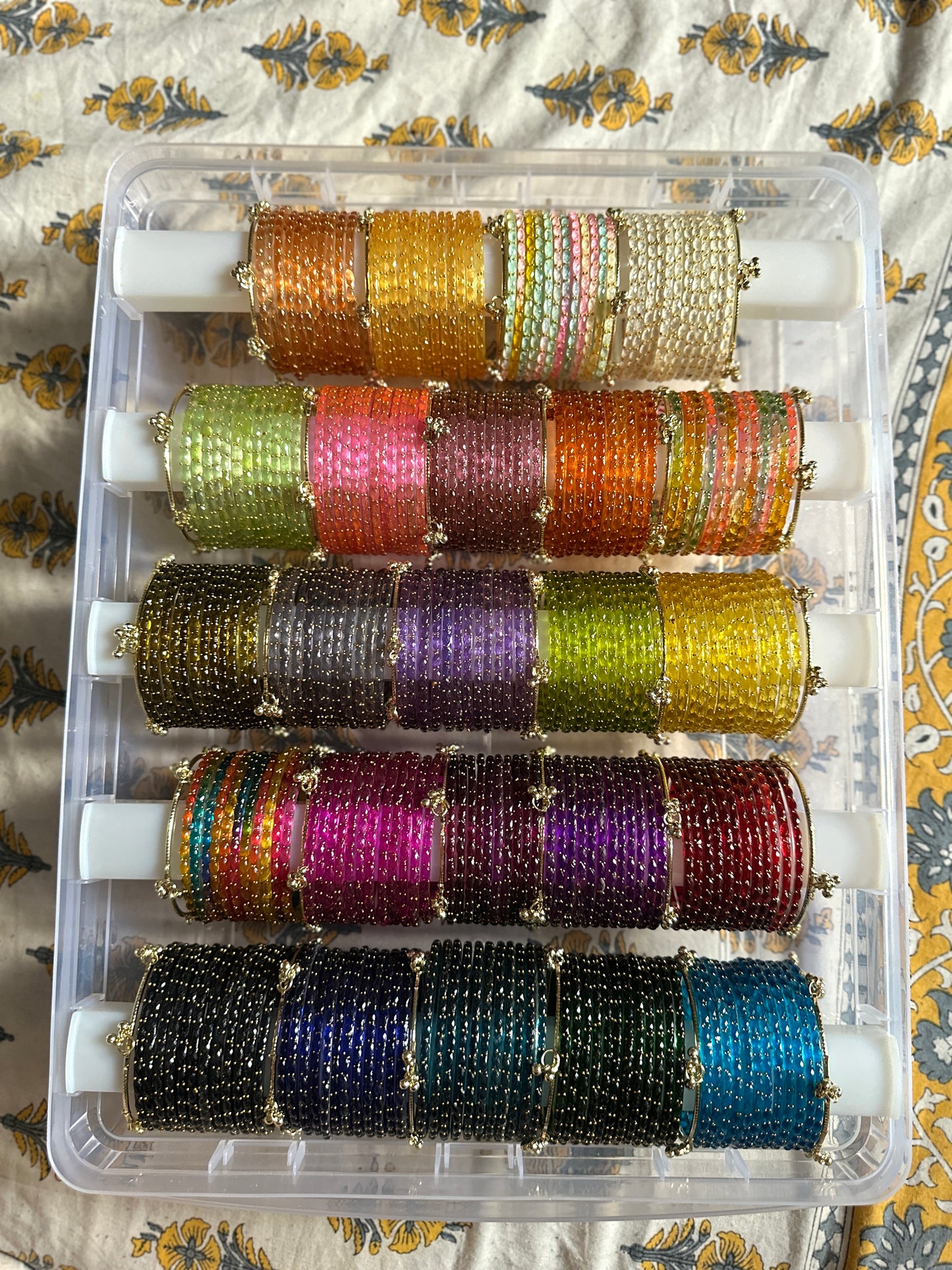Raindrop Glass Bangles Combo With Organiser