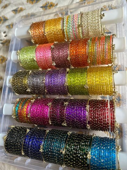 Raindrop Glass Bangles Combo With Organiser
