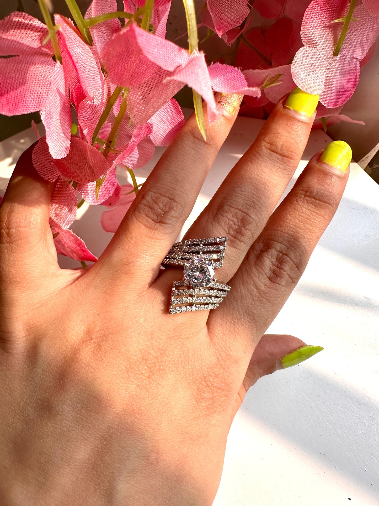 American diamond cocktail ring