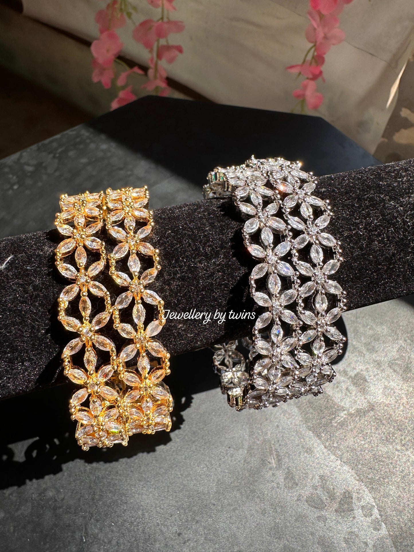 American diamond flower bangles