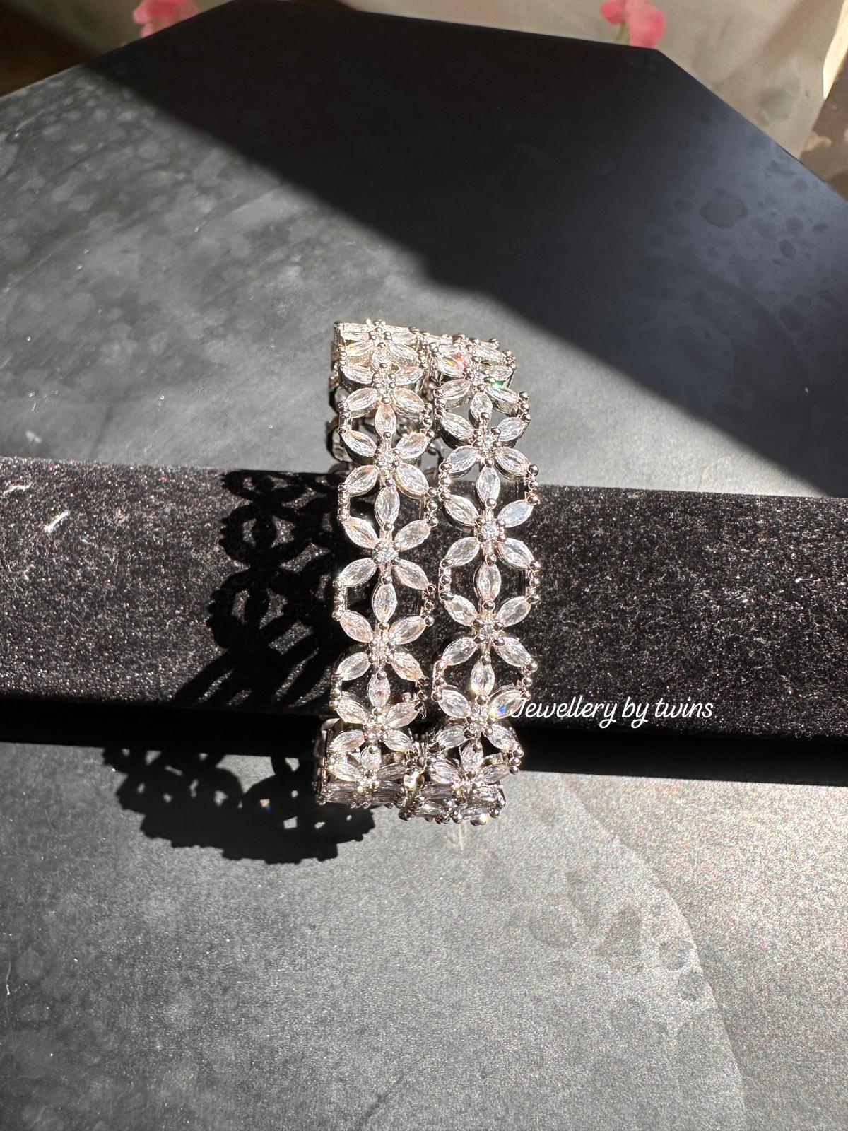 American diamond flower bangles