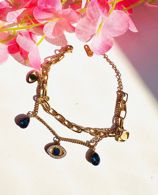 Anti tarnish evil eye bracelet