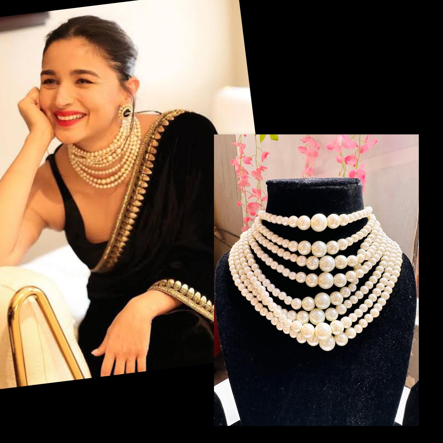 Alia Bhatt 6 line pearl choker