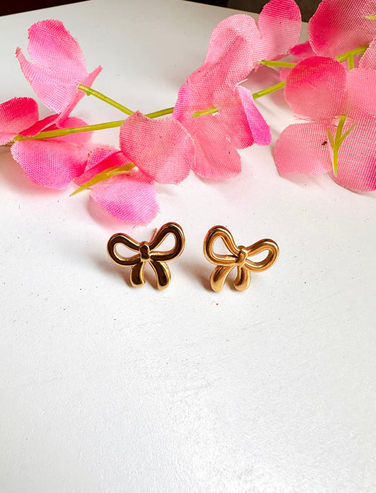 Anti tarnish bow earrings