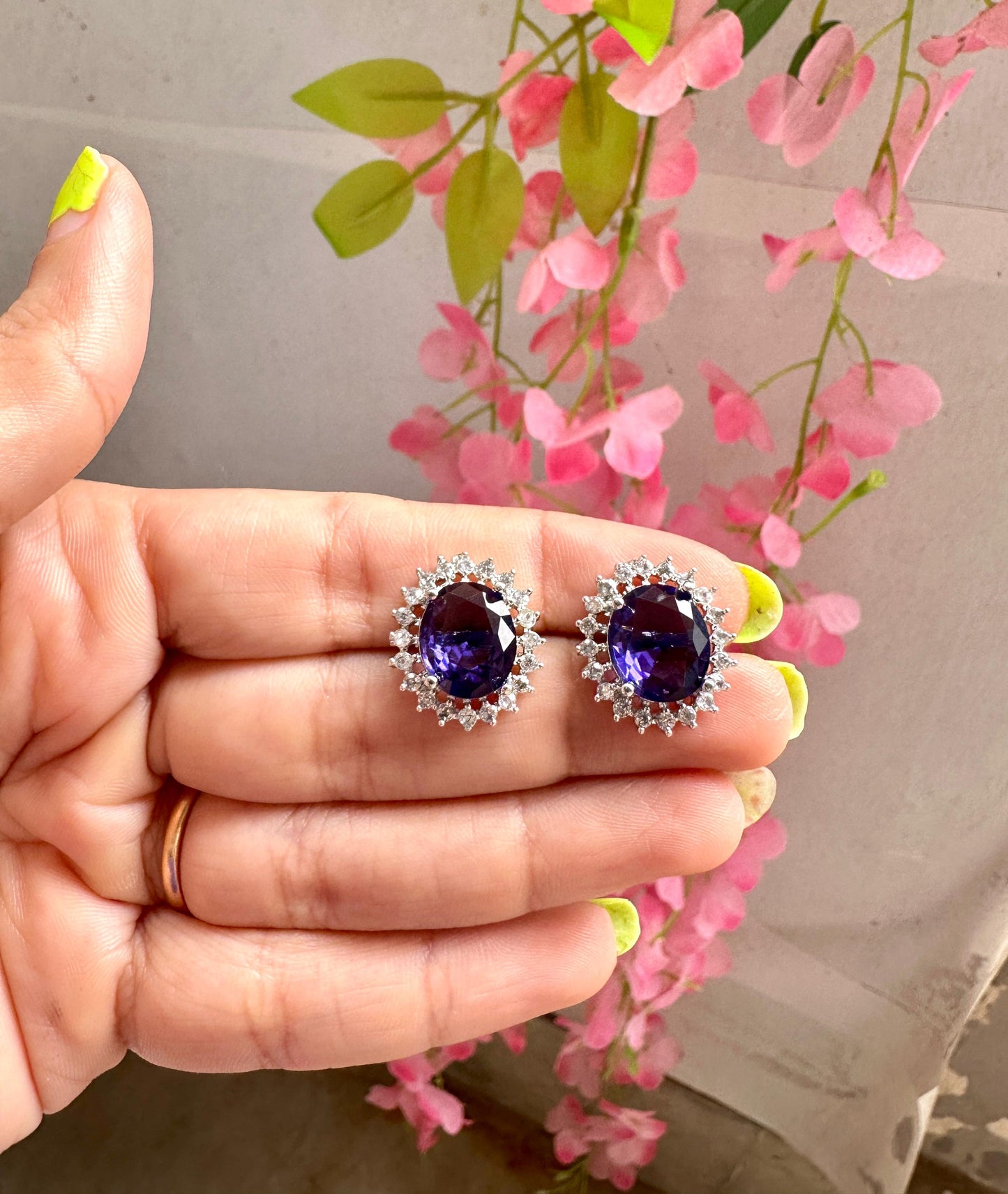 American diamond stone studs