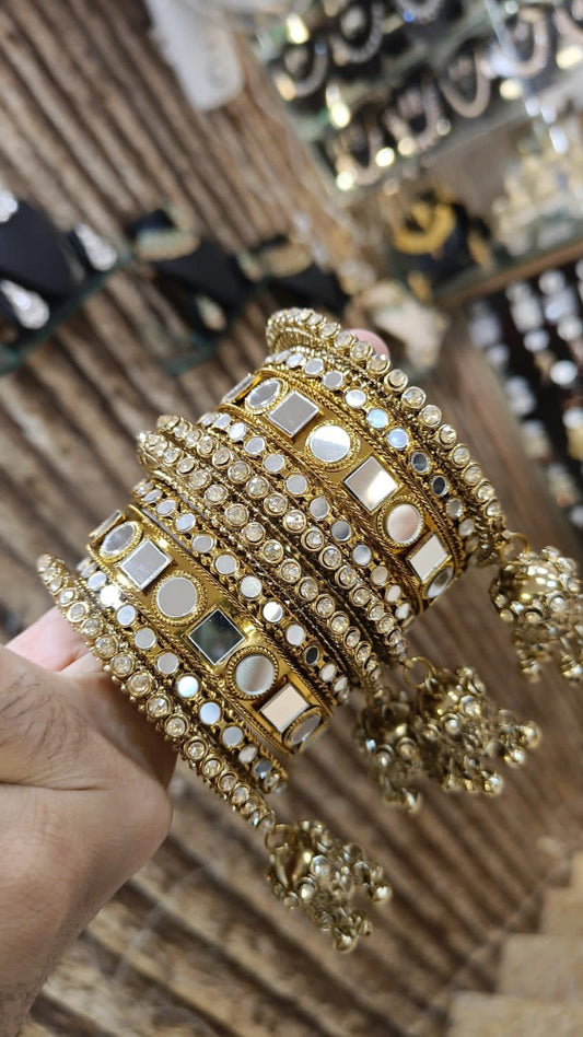 New Jhumka Mirror Bangles Stack