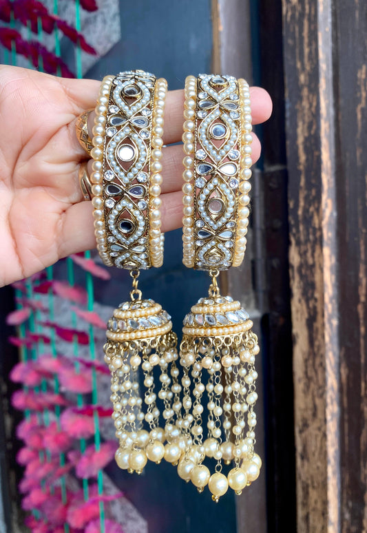 Mirror Kundan Jhumka Bangle