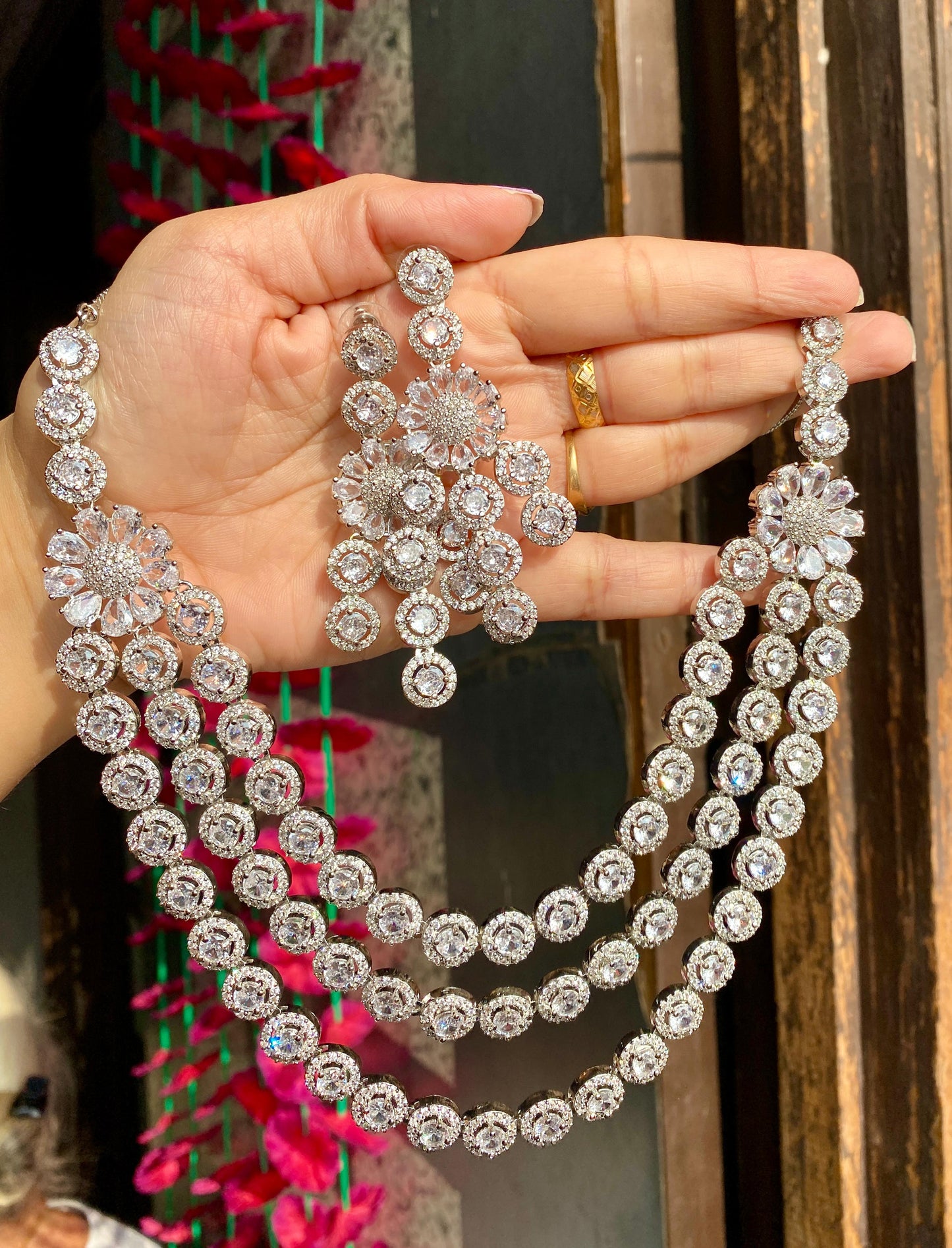 Nani’s layered American diamond necklace